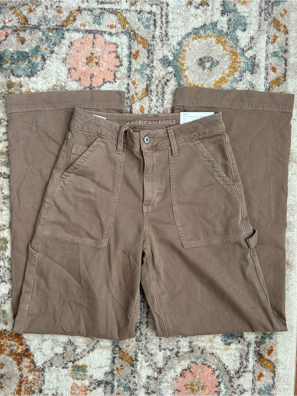 American Eagle Super High Rise Baggy Wide Leg Utility Pants